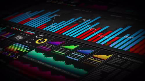 Futuristic Animated Data Dashboard with Dynamic Charts and Graphs