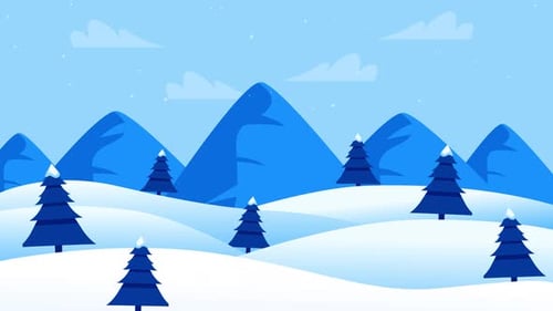 Weihnachtsbäume, Berge, Winter, Waldanimation