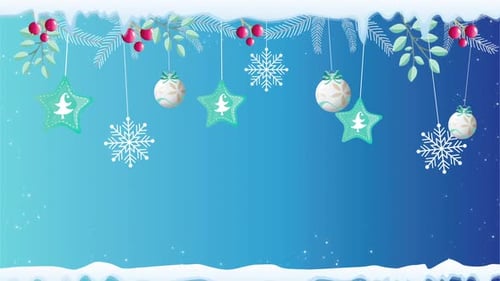 Animated Winter Holiday Garland with Festive Decorations Background