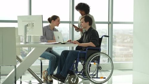 Team Collaborating in Modern Office Space