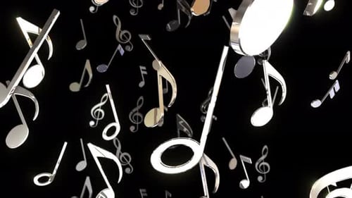 Animated 3D Music Notes Flowing Loop Background