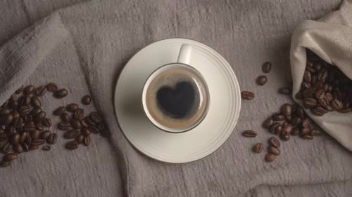 Hot Coffee Cup Close Up White Coffee Cup Mug with Beautiful Steaming Smoke ProRes