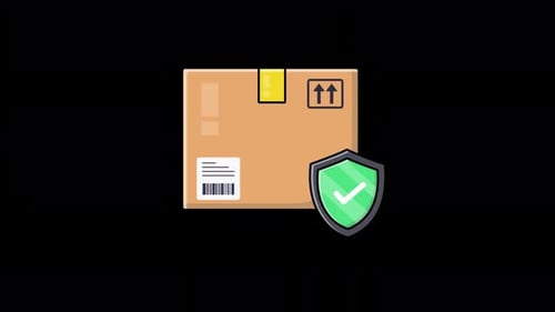 Animated Package Box with Shield. Delivery Insurance Concept Video - Transparent