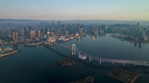 Aerial Hyperlapse over Tokyo at sunrise