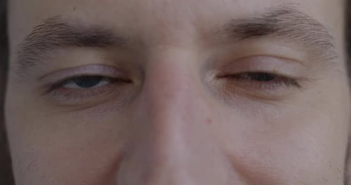 Extreme Close Up Of Human Eyes and Face