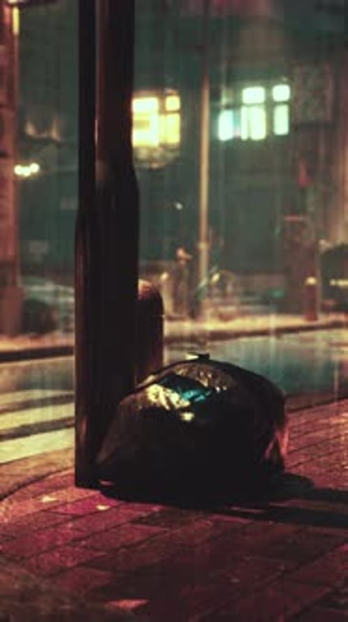 Rainy Night on an Asian Town Street