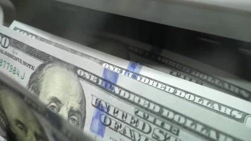 Money Counting Close Up Currency Counting Machine Counting Dollar Bills Machine Counter Calculates