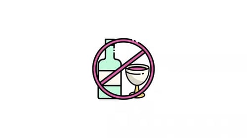 Animated No Alcohol Sign Icon in Flat Design