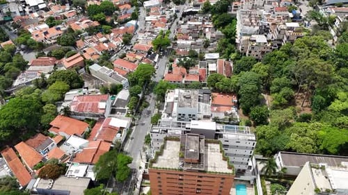 Vídeo aéreo acima do Parque Ibirapuera São Paulo em um dia ensolarado