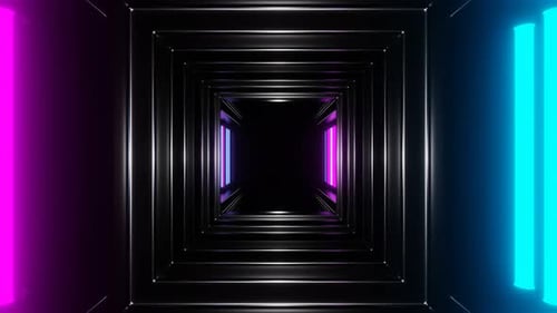Cyan And Pink Neon Stroboscope Tunnel Background Vj Loop In 4K