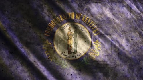 Distressed Kentucky State Flag Waving Animation