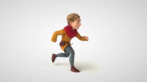 Animated Stylized Medieval Character Running Seamless Loop