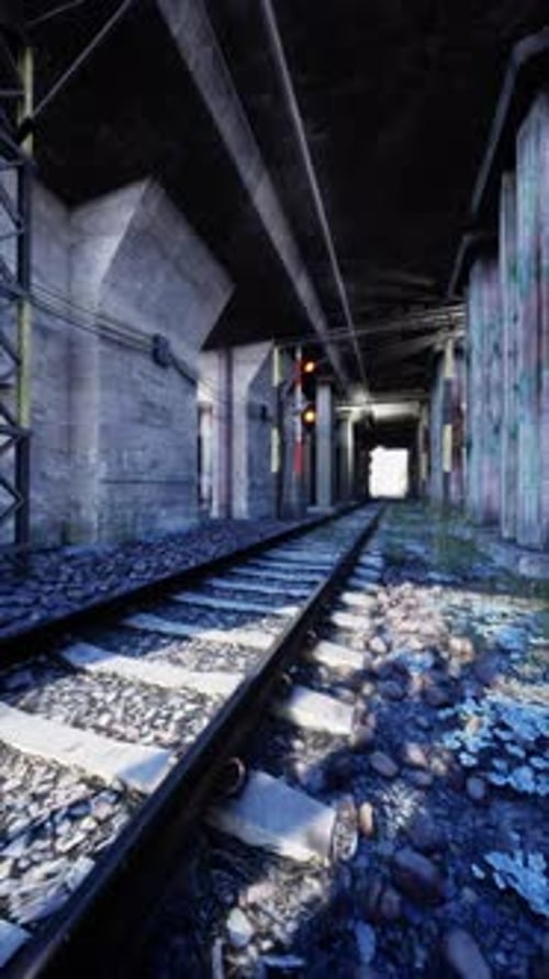 GraffitiAdorned Train Track Tunnel