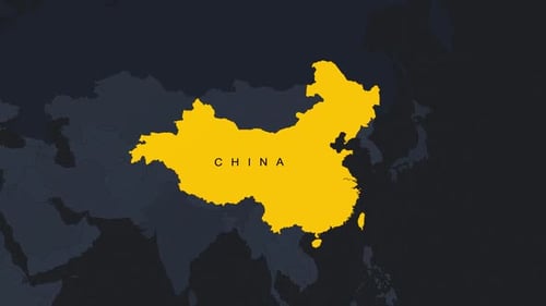 Animated World Map Highlight of China