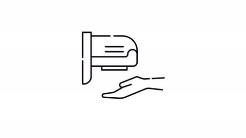 Minimalist Animated Hand Dryer Icon with Drying Hand