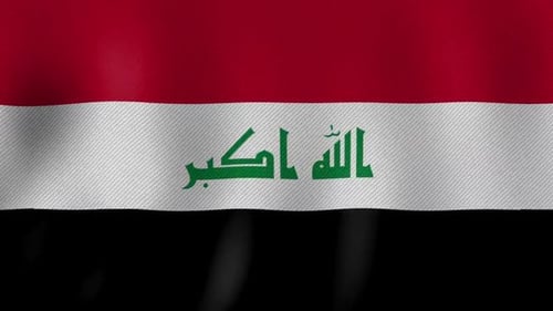 Realistic Waving Flag of Iraq with Fabric Texture