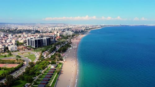 Aerial panoramic view of Mediterranean coastline