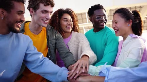 Group of Young Adults Celebrate Togetherness