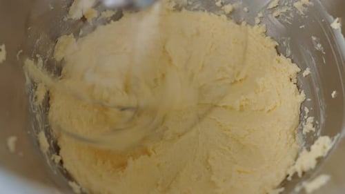 Electric Mixer Kneads Dough in the Kitchen
