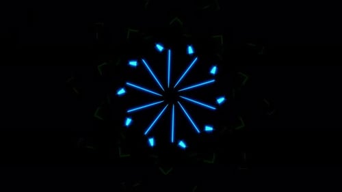 Hypnotic Neon Light VJ Loop With Rotating Abstract Shapes