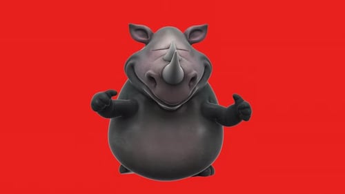 Fun 3D cartoon rhinoceros (with alpha channel included)