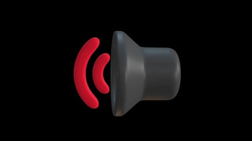 Animated 3D Speaker Icon with Sound Waves