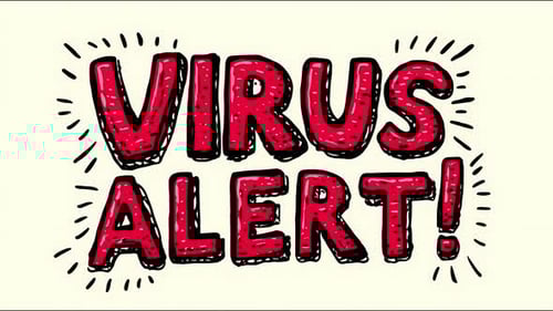 Virus alert animation with dynamic comic style and energetic motion