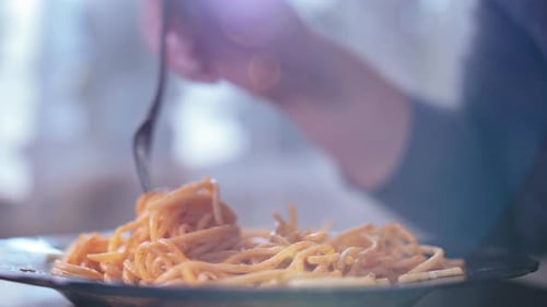 Close Up of Delicious Noodles With Sauce