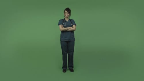 indian female doctor confident isolated on greenscreen