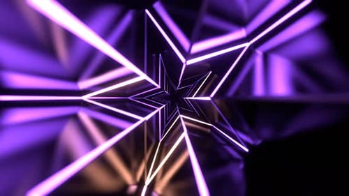 Feiertags-Design-Hintergrund in Neonstern-Form, VJ Loop in 4K, Violett und Hellorange