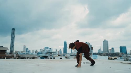 B-boy dance performance by professional street dancer. Break dance. hiphop.