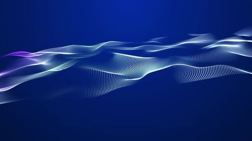 Abstract Particle Wave Computer Data Animation Technology Background. Binary Data Wave Technology