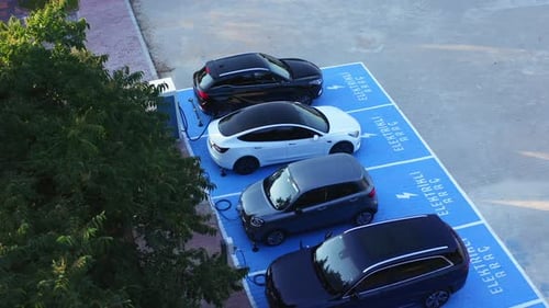 Sustainable Urban Infrastructure Multiple Electric Vehicles Charging at Modern Station