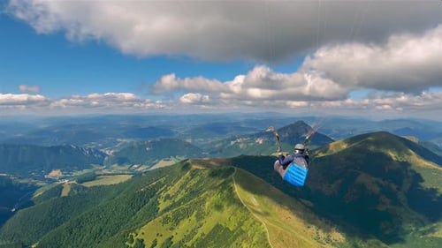 Paragliding Flying High Above Green Alpine Mountains Ultimate Freedom Adventure