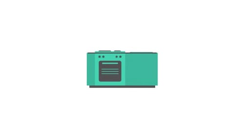 Flat Design Oven Door Opening and Closing Animation