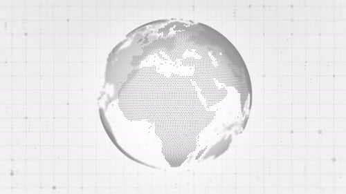 Looping 4K Digital Earth Globe Made of Dots on White Grid Background for Global Technology