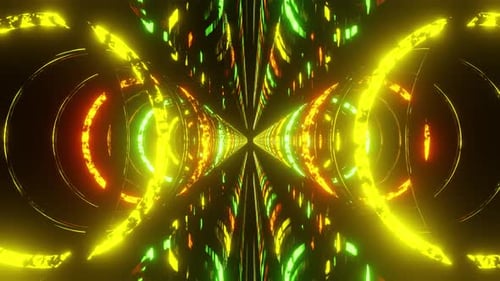 Rotated Double Rings With Yellow Green And Orange Color Tunnel Vj Loop Animation Background