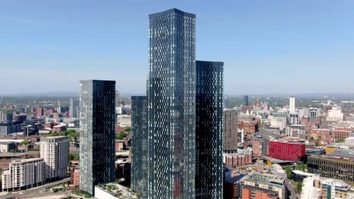steady zooming in shot of deans gate square with a drone