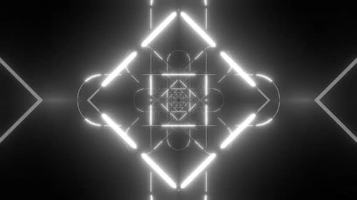 Abstract neon lights create a futuristic, dynamic tunnel effect