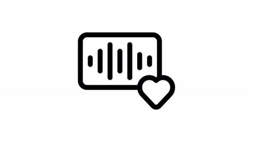 Animated Flat Design Music Player Sound Wave and Heart Icon