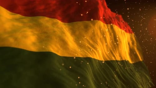 Animated Waving Flag with Golden Dust Particles