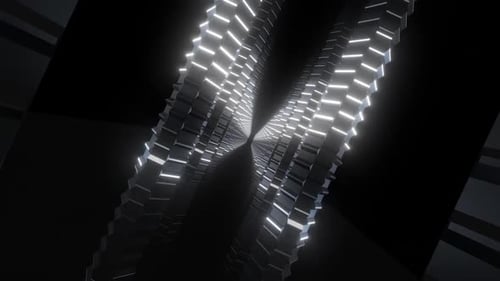 Abstrakter digitaler Tunnel mit glühenden Lichtern, die einen Tiefeneffekt erzeugen