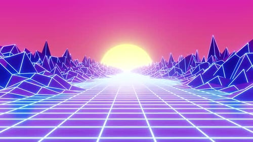 Blauer und rosafarbener Hintergrund Synthwave