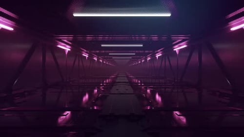 Futuristic Tunnel with Pink and White Neon Lights