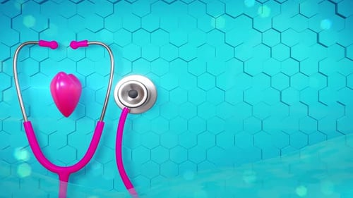 Pulsating Heart and Stethoscope on Modern Medical Background