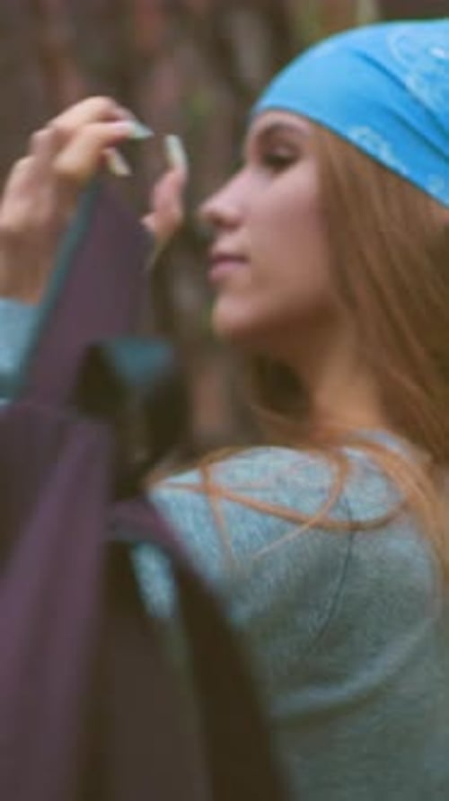 Young Hikers in Forest Hanging Bags Over Shoulders Amidst Nature s Tranquility