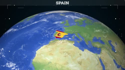 Spain Map From Earth With Flag