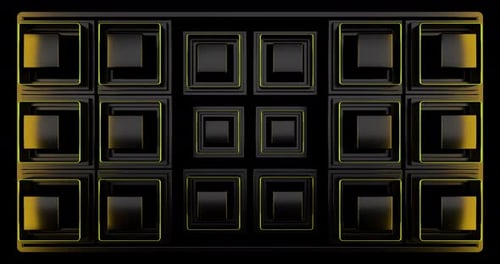 Pared de bloques cúbicos negros en movimiento abstracto en bucle sin fisuras 07