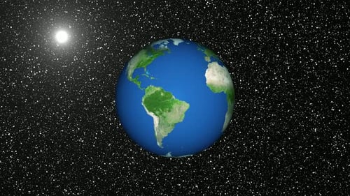 Rotating Earth Animation in Space with Stars