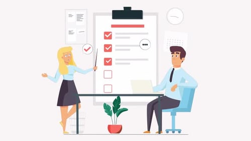 Corporate Business Meeting Checklist Flat Design Animation